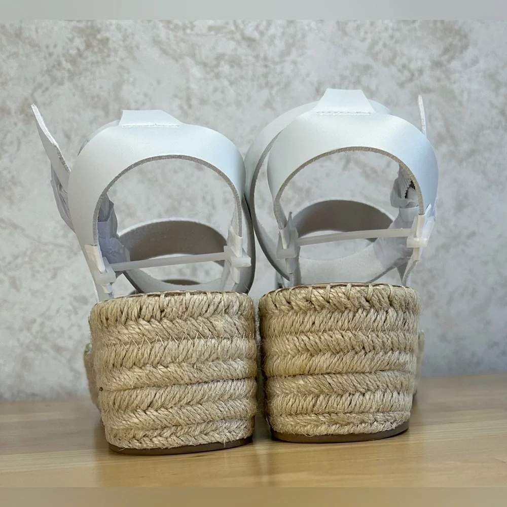 The Drop White Espadrille Platform Sandals Ankle Strap Size 9 NWT